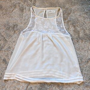 Abercrombie & Fitch White Floral Lace Tank Top